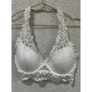 Victoria's Secret White Lace Bralette Bra Women's Large Adjustable Straps